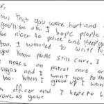 <em>This week, Officer Kent Mayfield, who is recovering from gunshot wounds received Dec. 17, received this note of encouragement from Jake Rieger, 10, of Las Vegas. </em>Bremerton Police Department