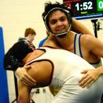 Olympics Alec Acfalle took second place at the Mat Classic at 138. Acfalle is shown here wrestling in the finals of thedistrict tournament at North Mason, at which he took home a championship. (Mark Krulish/Kitsap News Group)