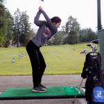Junior golfer Zoie Matheny tees off during a March 9 practice at Rolling Hills Golf Course. Jacob Moore | Kitsap News Group