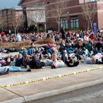 Bainbridge High School students participate in a die-in. Photo by Luciano Marano