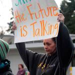 A walkout was held at Bainbridge High School to protest for improved school security following Florida school shooting which left 17 people dead. Photo by Luciano Marano