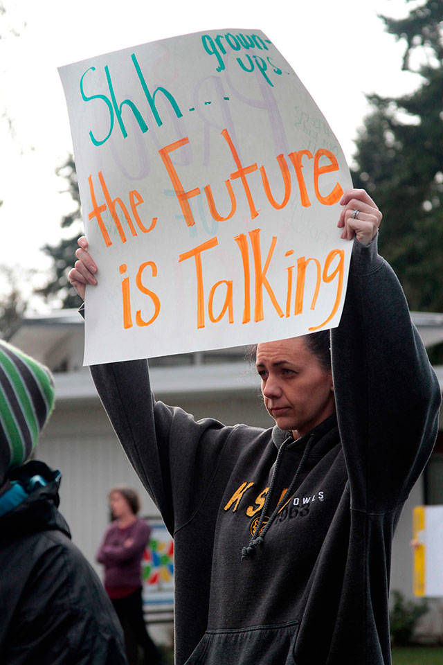 A walkout was held at Bainbridge High School to protest for improved school security following Florida school shooting which left 17 people dead. Photo by Luciano Marano