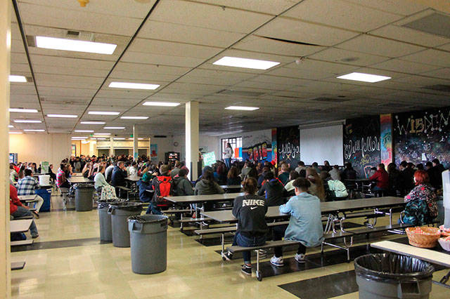 Students at Central Kitsap High School protest by organizing a sit-in in the schools cafeteria. Photo by Jacob Moore