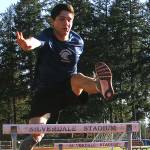 Zachary Wyant, shown here practicing hurdles during a spring practice, took 12th in the 300-meter hurdles event at the Cardinal Relays in Orting. (Jacob Moore/Kitsap News Group)