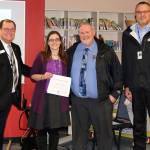 Sunnyslope Elementary Principal Lisa Fundanet (second from left) is congratulated by South Kitsap School District Superintendent Karst Brandsma (far left), Assistant Superintendent Jay Villars and Chris Visserman of the Elementary School Principals Association of Washington. (South Kitsap School District photo)