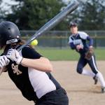 South Kitsap senior Statia Cermak eyes an incoming pitch during the game against Bellarmine Prep on April 2. The Wolves won 18-5. Jacob Moore | Kitsap Daily News