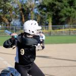 Senior Gabby Rogers at the plate in the fifth inning. She flew out to center field, but reached base twice in the game against BP. Jacob Moore | Kitsap Daily News