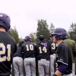 Kyle Green and Isaac Richardson enter the dugout while receiving the silent treatment, a baseball custom for a first home run, after Greens three-run homer. Jacob Moore | Kitsap Daily News