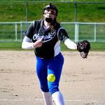Dani Snyder threw four shutout innings for Olympic on Wednesday against North Kitsap. The Trojans face first place Port Angeles on Friday. (Mark Krulish/Kitsap News Group)