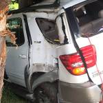 SR 305 collision in Poulsbo wedges SUV in trees