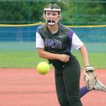 Sarah Smith tossed a shutout against White River in the district tournament. North Kitsap won three of its four games to qualify for state. (Jacob Moore/Kitsap News Group)