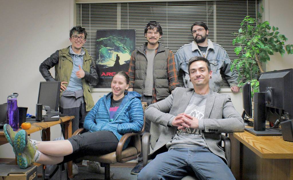 Matt Esteron, Micah Fusco, John Rutherford, Allie Siebert and Hunter Stroud are part of The Arcave production team.                                Photo courtesy Arcave Production Staff