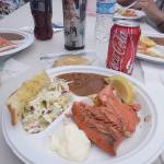 The highlight of the annual fundraiser in Manchester: a barbecued salmon dinner. (Friends of the Manchester Library photo)