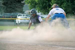 <em>Alicia Goetz slides safely into third during the state tournament. The junior second baseman is one of five North Kitsap players named to an All-League team. </em>Mark Krulish / Kitsap News Group
