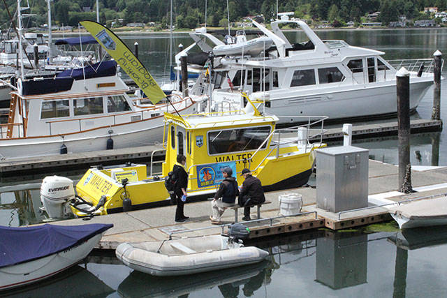 The Washington State Parks & Recreation Commission shows off their boat, Walter (Washingtons All-equipped Law Enforcement Training and Education Resource boat) during the Boating Safety Day event at the Port of Poulsbo. Nick Twietmeyer / Kitsap News Group.