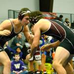 Eaglin wrestles teammate Nathan Marin in the finals at the HammerHead Invitational. (Mark Krulish/Kitsap News Group)