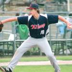 Sam Demianiw comes on in relief for Kitsap AA against River Ridge. Kitsap lost the game 11-1. (Mark Krulish/Kitsap News Group)