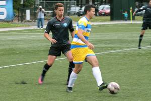 Pumas defender Tomas Jammett clears the ball away from a Portland attacker during the teams 2-1 loss on June 27. (Mark Krulish/Kitsap News Group)