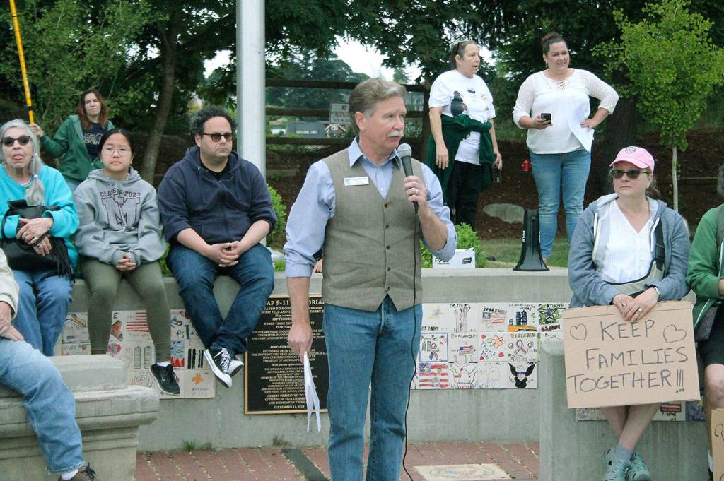 Hundreds gather in Bremerton’s Evergreen Park to protest family separations