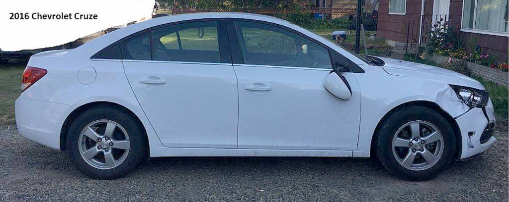 A 2016 white Chevrolet Cruze was positively identified by Kitsap County Sheriffs Office investigators as being involved in the fatal hit-and-run collision that killed a South Kitsap man July 14. (Kitsap County Sheriffs Office courtesy photo)