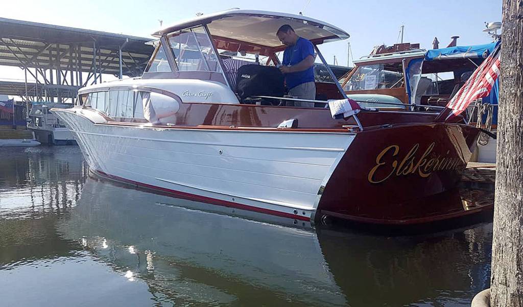 Champagne, anyone? Chris Craft wooden boats bring elegance to marina