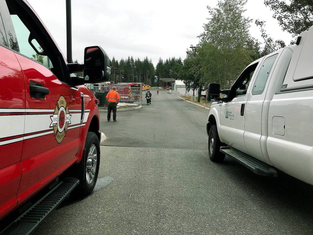 A gas leak occurred Friday afternoon near Silverdale Elementary. (Photo courtesy Central Kitsap Fire and Rescue)