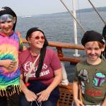 Sabrina Blair, 9, and Matthew Blair, 6, don pirate wear for their voyage on Hawaiian Chieftain. Mom is in the middle. (Bob Smith | Kitsap Daily News)