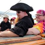 Tim Gage and Theresa Skager of Tacoma are dressed in pirate attire for the voyage. (Bob Smith | Kitsap Daily News photo)