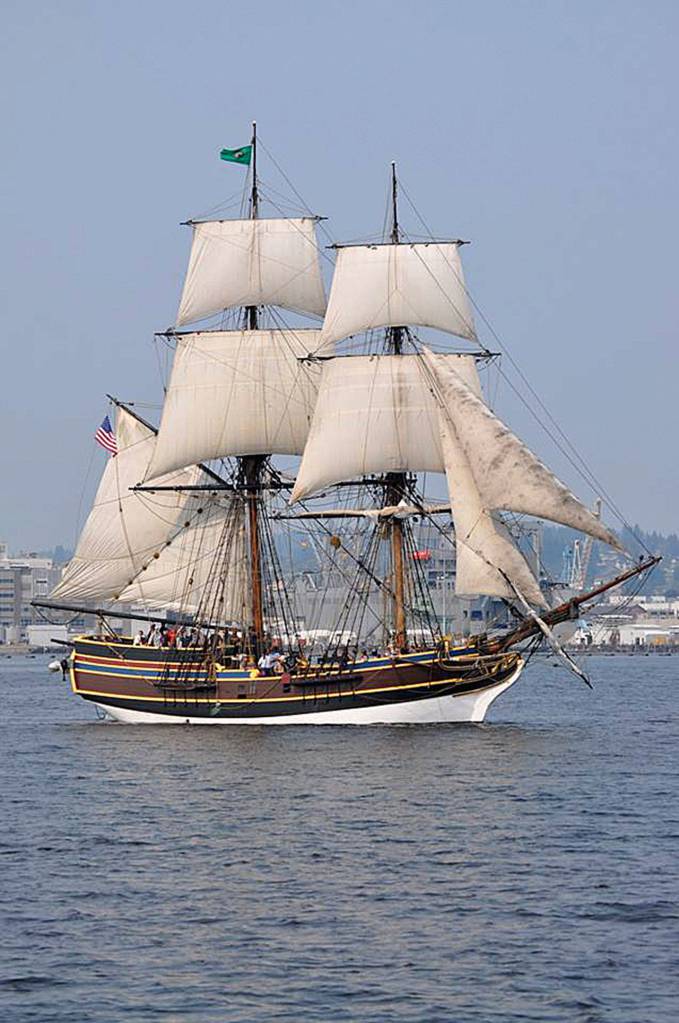 Just a short distance away from Hawaiian Chieftain is Lady Washington. (Robert Zollna | Kitsap Daily News photo)