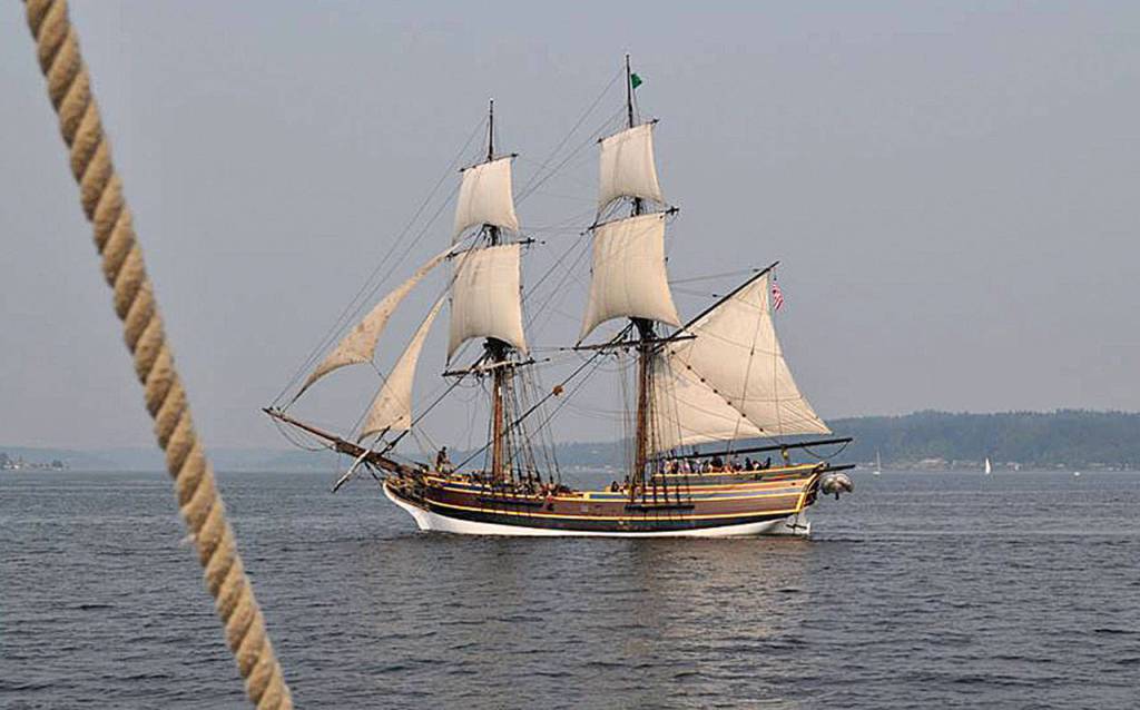 Just a short distance away from Hawaiian Chieftain is Lady Washington. (Robert Zollna | Kitsap Daily News photo)