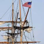 The American flag flutters atop Hawaiian Chieftain. (Robert Zollna | Kitsap Daily News photo)