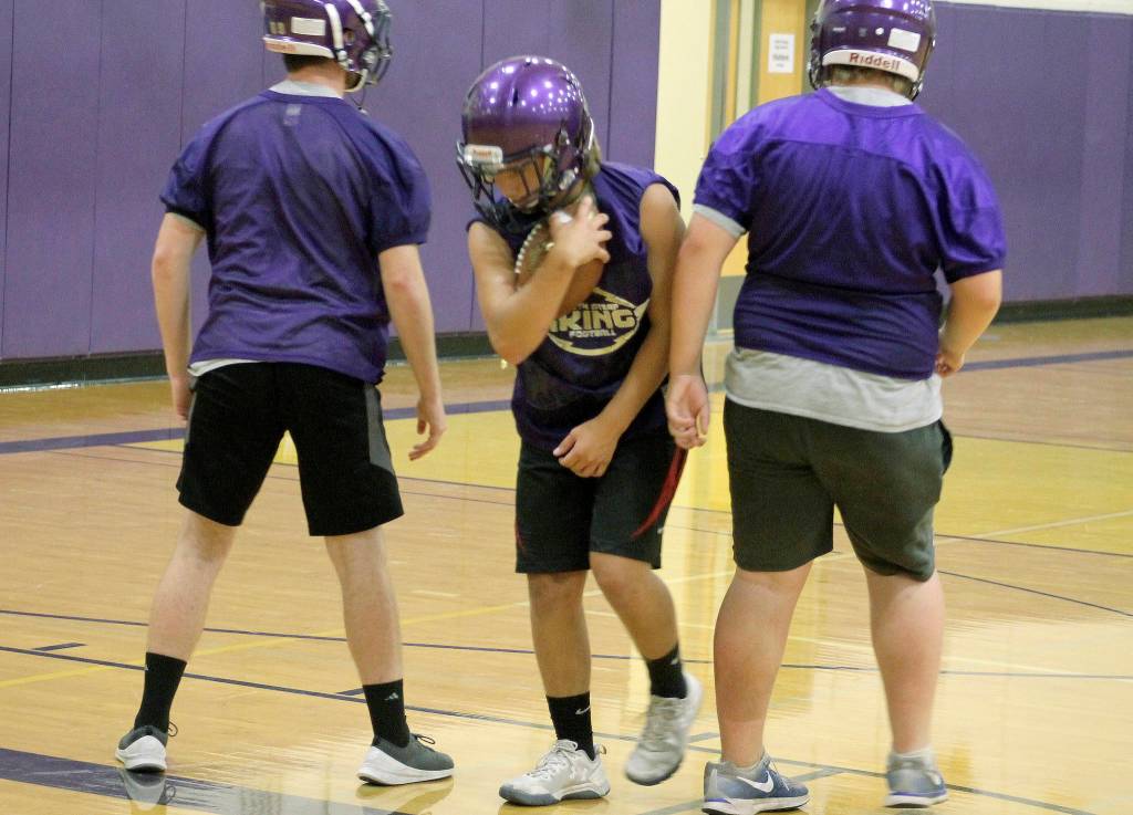 <em>The football team practiced inside most of this week, but made the most of their time as they look to capture another league title. </em>Mark Krulish/Kitsap News Group