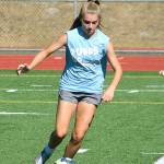 <em>Senior forward Hanna Troy attempts to get by teammate Jayda Day during preseason practice. </em>Mark Krulish/Kitsap News Group