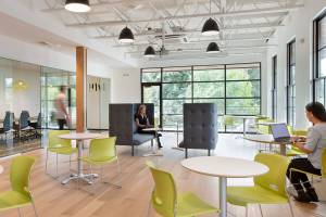 The lounge area at Vibe Coworks new location boasts ample room in the lounge area. Austin Flink, RFM Viz Lab. Courtesy Vibe Coworks.
