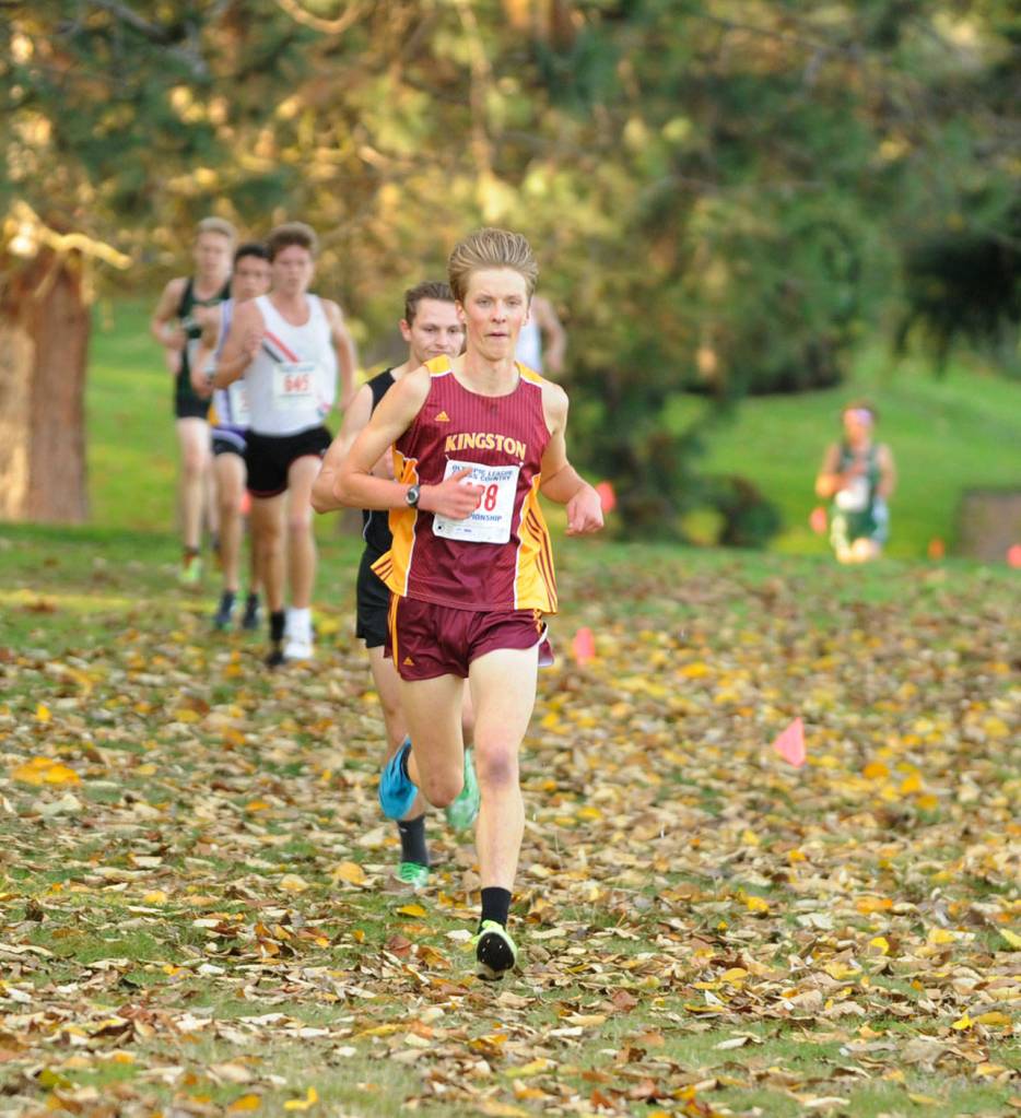 Kingstons Stefans Lusis was the top Kitsap finisher in the boys race, taking second place. (Michael Dashiell/Sequim Gazette).