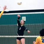 Rachel Bailey sends the ball back over the net against Bremerton. (Mark Krulish/Kitsap News Group)
