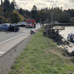 Two vehicles collided head-on Oct. 26 on Beach Road in South Kitsap. According to Kitsap County Sheriffs Office spokesman Deputy Scott Wilson, the male driver was uninjured. The female driver reported to the Independent that she had suffered broken bones and other injuries requiring surgery.