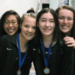 The 200-yard freestyle relay team of Izy Iral, Eleanor Beers, Layna Hart and Brianna Hoffman won a state championship in 1:40.50. (Mark Krulish/Kitsap News Group)