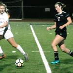Hope Martin (7) scored the only goal in regulation for Klahowya in its 1A state quarterfinal game. The Eagles won on penalty kicks. (Mark Krulish/Kitsap News Group)