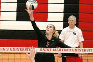 Ava McCabe is the 2A Olympic League MVP after finishing the season with 344 kills and 53 aces. (Mark Krulish/Kitsap News Group)