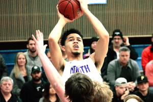 North Kitsap junior Shaa Humphrey led the Vikings with 27 points in their opening night win over Clover Park. (Mark Krulish/Kitsap News Group)