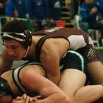 South Kitsaps Deyondre Davis has advanced to the semifinals of the 160-pound weight class. He defeated Sam Sweet of Emerald Ridge by pin in 4:18 in the second round. (Mark Krulish/Kitsap News Group)