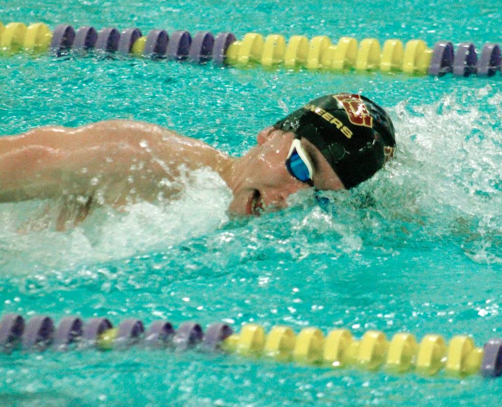 Ethan Fox won the 200-yard freestyle event against Port Angeles with a time of 1:47.81. (Mark Krulish/Kitsap News Group)