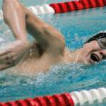 Sam Cook helped Klahowya to a fourth place finish at the Swimvitational. Here he swims the 200-yard freestyle. (Mark Krulish/Kitsap News Group)