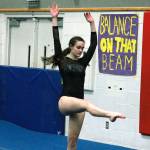 Ginger Silfies scored a 7.0 for her floor routine in the meet with Shorewood and Shorecrest. (Mark Krulish/Kitsap News Group)