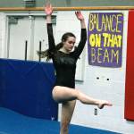 Ginger Silfies scored a 7.0 for her floor routine in the meet with Shorewood and Shorecrest. (Mark Krulish/Kitsap News Group)
