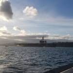 Aircraft carrier docks in Bremerton