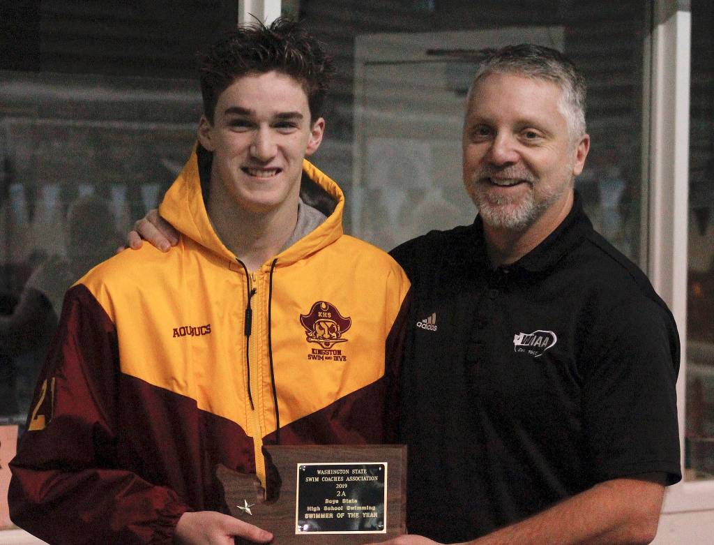 Kingston senior Tim Gallagher was named Swimmer of the Meet at the 2019 2A state championship. (Mark Krulish/Kitsap News Group)