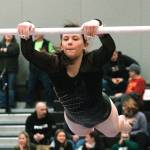 Kingstons Annelise Pardee, shown here on the uneven bars, scored a 5.95. Pardee also scored a 7.4 on the balance beam. (Mark Krulish/Kitsap News Group)
