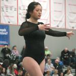 Kelli Stevens of North Kitsap going through her balance beam routine, scoring an 8.1. (Mark Krulish/Kitsap News Group)